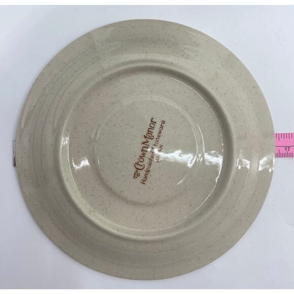 Vintage Set (6) Crown Manor Hand-Painted Stoneware Saucers Tan Brown 6 1/4” - Picture 4 of 4